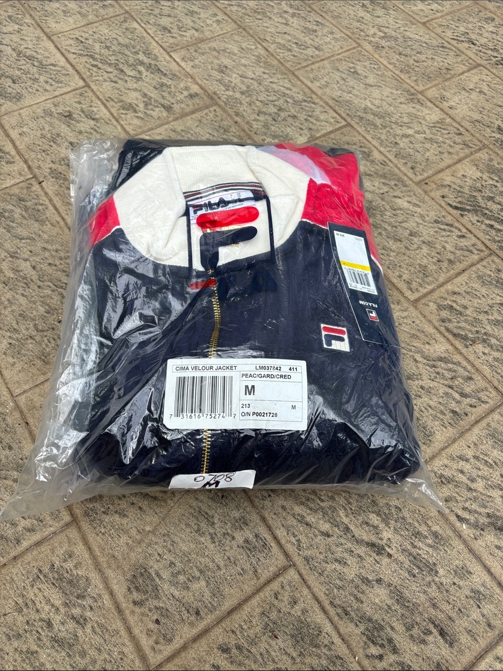 FILA Old School Drop Navy, White & Red Velour Track Jacket 1990